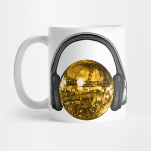 Gold Disco Ball with Headphones Mug